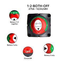 1-2-Both-Off Marine battery switch with 4 positions - Coupe-circuit marine naustisme 4 positions selecteur batteries www.baywatt.com