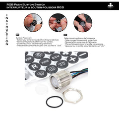 Interrupteur bouton-poussoir RGB 22mm avec 180 symboles interchangeables pour applications marines, automobiles et industrielles