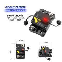 Baywatt Circuit-Breaker with LED indicator light - marine grade IP66 stud terminal marine boat application electrical equiment surge protection disjoncteur coupe-circuit marine avec voyant led