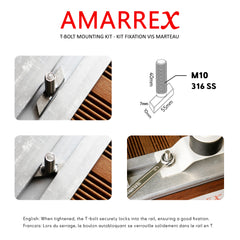 Vis marteau m10 inox 316 pour ponton port catway marina serrue autobloquant amarrex by baywatt
