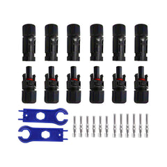 Kit Pack MC4 connector  6 male / 6 female connectors tighting tool terminal MC4 kit solar panel connector photovoltaic connector 30A connector 1000V connector weatherproof durable easy to use professional grade solar installation Baywatt