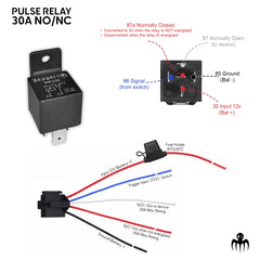 12V flip-flop relay 30A for parallel momentary switches – impulse relay marine automotive