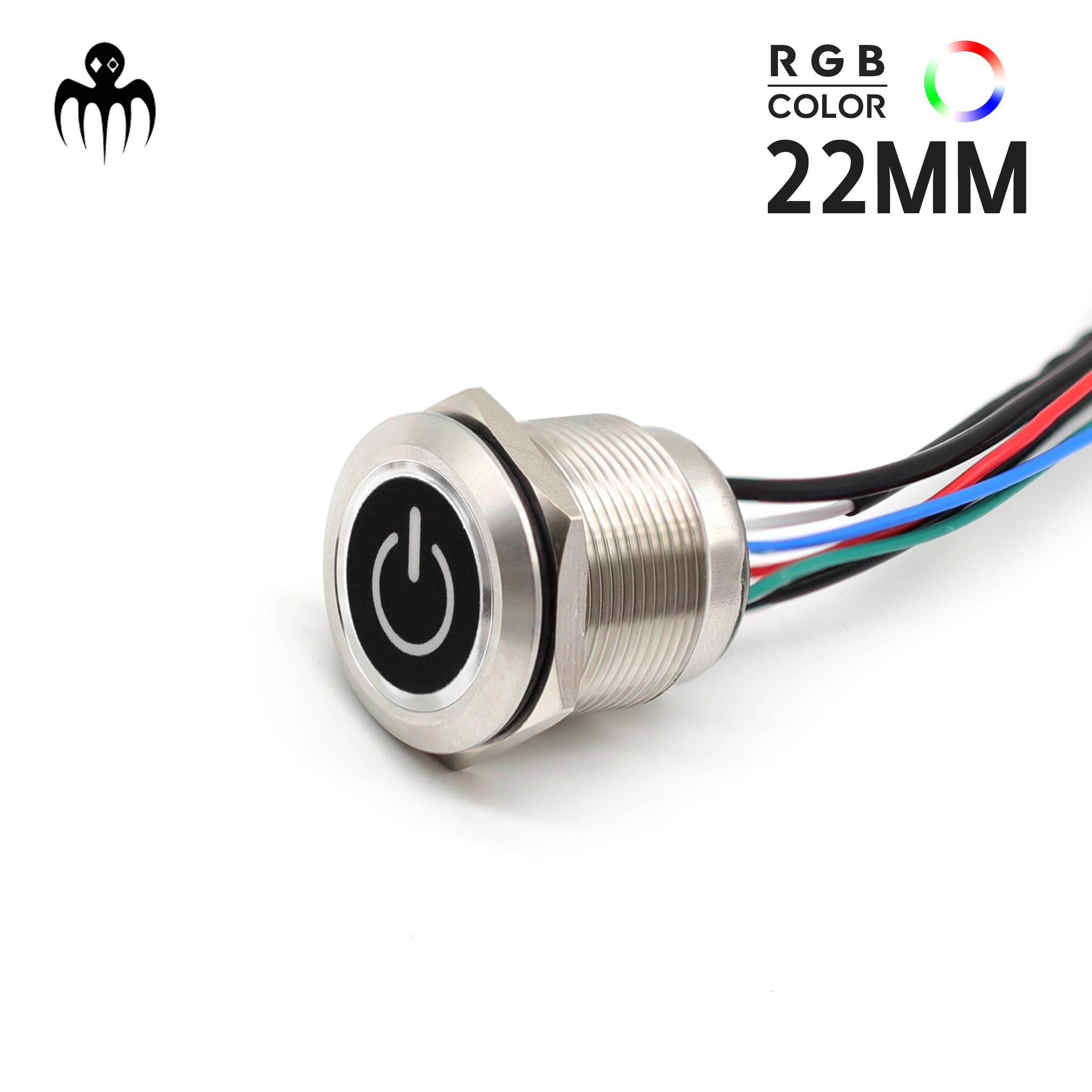 Interrupteur RGB 22mm en acier inoxydable IP67 pour applications marines et industrielles, résistant à la corrosion et au sel, baywatt