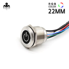 Interrupteur RGB 22mm en acier inoxydable IP67 pour applications marines et industrielles, résistant à la corrosion et au sel, baywatt