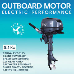Moteur hors-bord électrique 5,1 kW puissant (7HP) BAYWATT OBE5100 - Performance silencieuse 
