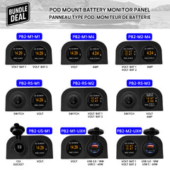 Panneaux POD 2 voies pour bateau – Moniteur de batterie 12V avec voltmètre, ampèremètre et double affichage OLED - Baywatt
