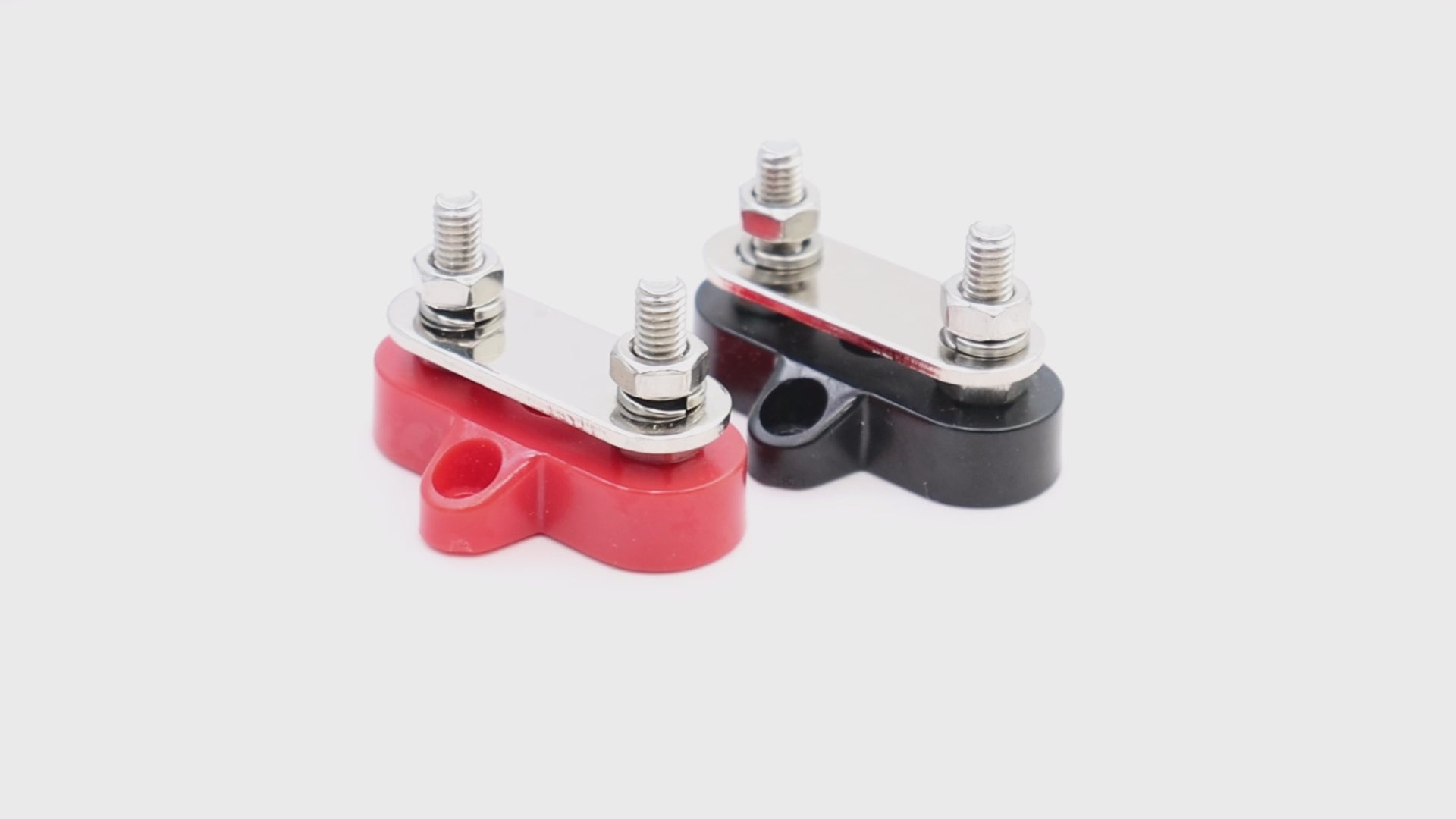 Bay Marine Supply 12-Point BusBar Power Distribution Block - Dual Black & Red Set With Covers, High Amp Rating